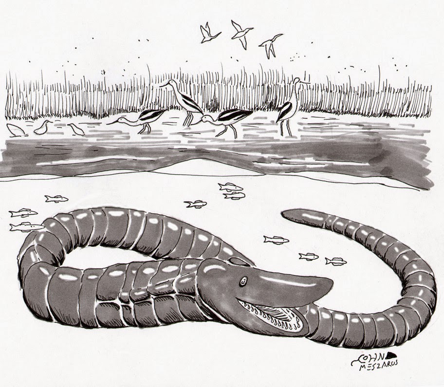 Drawing of Sinkhole Sam living in the Big Sinkhole